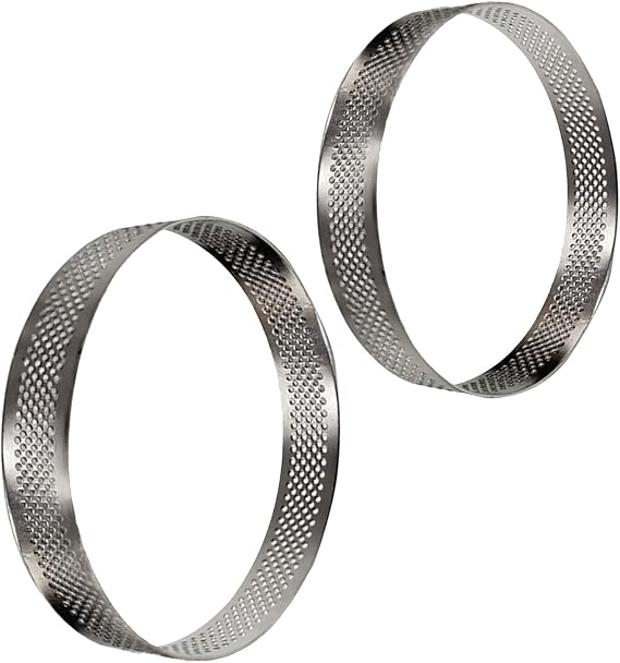2pcs Stainless Steel Round Tart Rings, Perforated Baking Molds