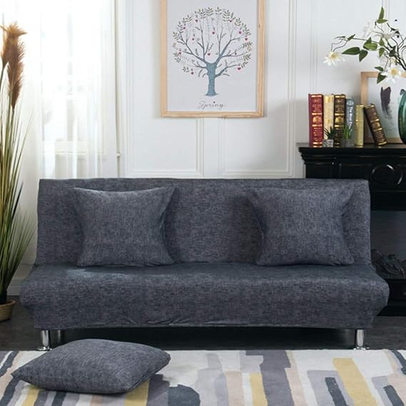 Full Folding Sofa Bed Cover Armless Sofa Cover Stretch Futon Slipcover Protector Printed Pattern Sofa Couch Covers Non-Slip Sofa Slipcover Polyester Elastic All-Inclusive Furniture Cover I 160-190CM