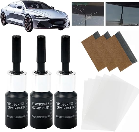 3 Set Windshield Repair Tool,Professional Windscreen Chip & Crack Repair Kit, 5 Min Quick Fix for Cracks,Chips,Star Breaks on Cars,Long-Lasting Automotive Glass Nano Repair Fluid for All Crack Types
