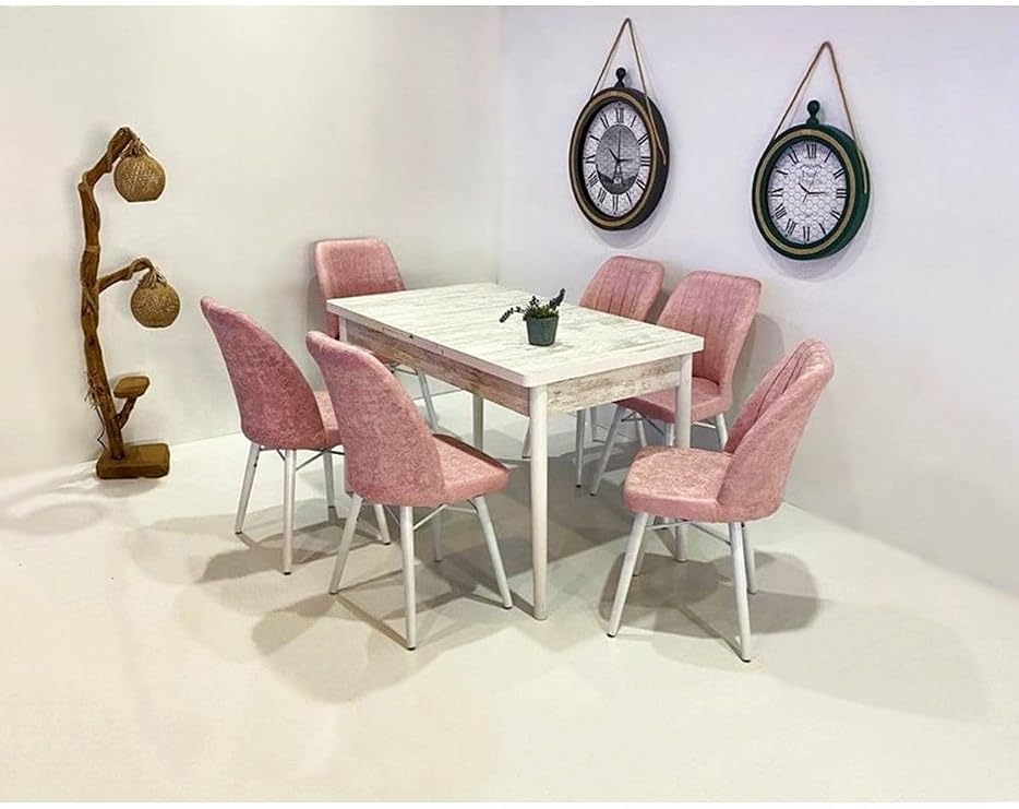 6 Kişilik Açılır Masa Sandalye Takımı Mutfak Masası Takımı Salon Masası Yemek Masası Masa Takımı