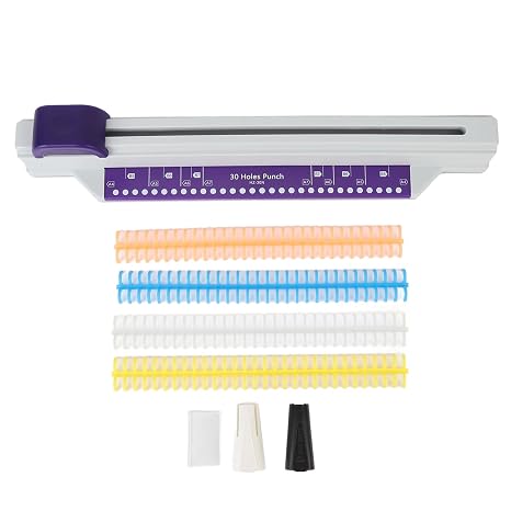Hand Push Binding Machine, 30 Hole Book Binders Machine A4 Paper Hole Puncher with 4 Loose Leaf Strips for Store Office Paper Notebook Scrapbook