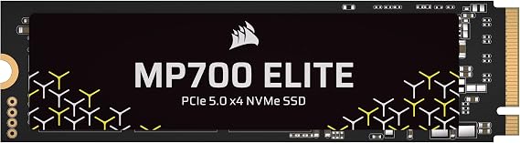 Corsair MP700 ELITE 2TB PCIe 5.0 x4 NVMe M.2 SSD – Up to 10,000MB/sec – High-Density 3D TLC NAND – M.2 2280 - DirectStorage Compatible – Black