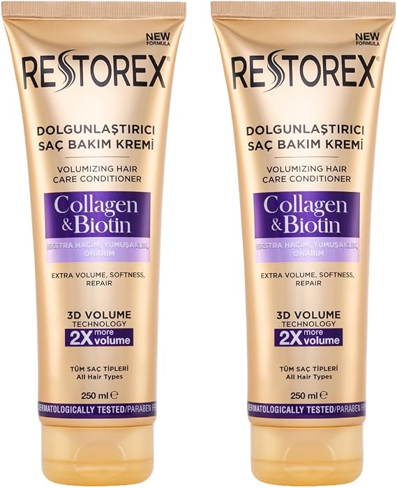 Restorex Dolgunlaştırıcı Saç Bakım Kremi Collagen & Biotin 250 Ml 2li paket