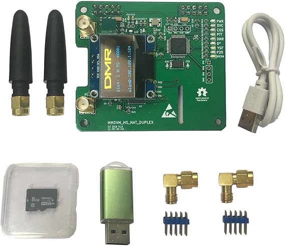 Upgraded Duplex MMDVM Hotspot Board Hat Two Times Slots Two Colours OLED Low BER 0 Offset TF Card Pi Star Software Written Antenna
