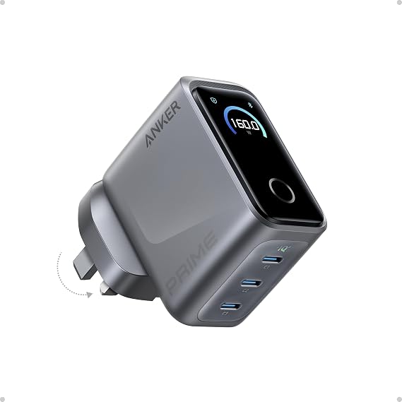 Anker Prime 160W USB C Charger, 3-Port GaN, Smart Display, Touch Control