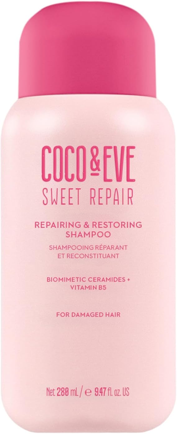 Coco & Eve Repairing & Restoring Shampoo for Damaged, Color Treated Hair - With Biomimetic Ceramides, Vitamin B5 to Repair Breakage, Split Ends, Strengthen and Hydrate. For All Hair Types (280ml)