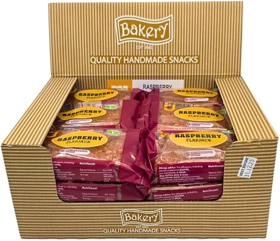 RJ RASPBERRY FLAVOUR FLAPJACK BARS (24 x 125g) - Soft Oat Bars, Flapjacks Multipack | Fibre Snack, Bulk Cereal Bars For Picnic Snacks | Individually Wrapped Flapjacks For Kids