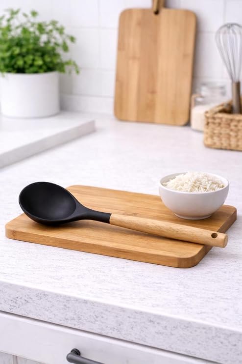 Teflon Bambu Saplı Yanmaz Yapışmaz Kaşık
