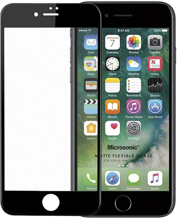 Microsonic Apple iPhone 8 Seramik Matte Flexible Ekran Koruyucu Siyah [iPhone 8 ile Uyumlu Ekran Koruyucu]
