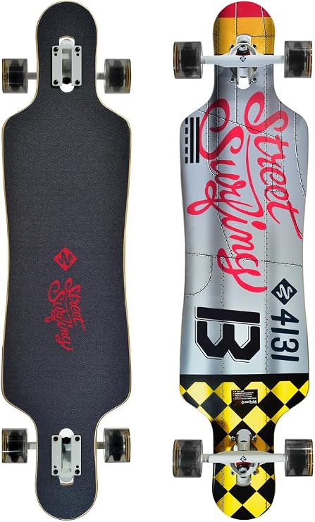 Streetsurfing Longboard Drop Through Freeride 39" Curve, Unisex Longboard, Black, One Size - 06-16-009-2