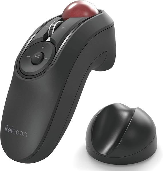 ELECOM M-RT1BRXBK Trackball Mouse, Handy Type, Relacon, Media Control Button, Stand Included, Silent Bluetooth, Black
