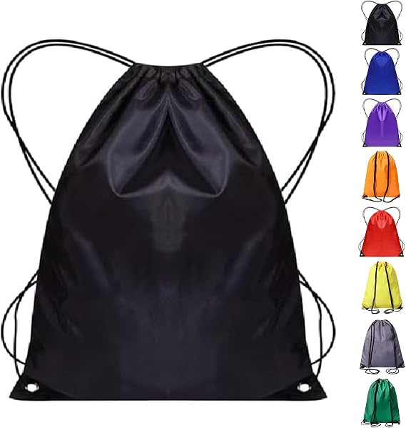 WESTWOOD FOX Drawstring Gym Bag String Bags Gym Sack Backpack PE Bags for Women Men Trainer Swimming Bag Travel Beach School Holidays Suitable for Sports,kids,Boys,Girls (Jet Black, 1 pc)
