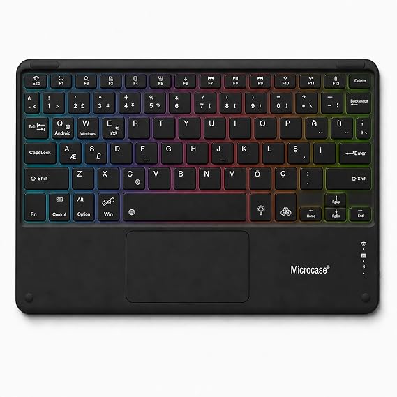 Microcase Touchpad RGB Tablet ve Telefonlar için Türkçe Bluetooth Klavye SİYAH - AL5890