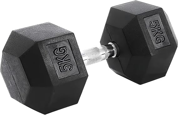 Hexagonal Dumbbells 5-25 kg Professional Set for Home Gym, Cast Iron with Rubber Coating with Ergonomic Non-Slip Handle, Versatile