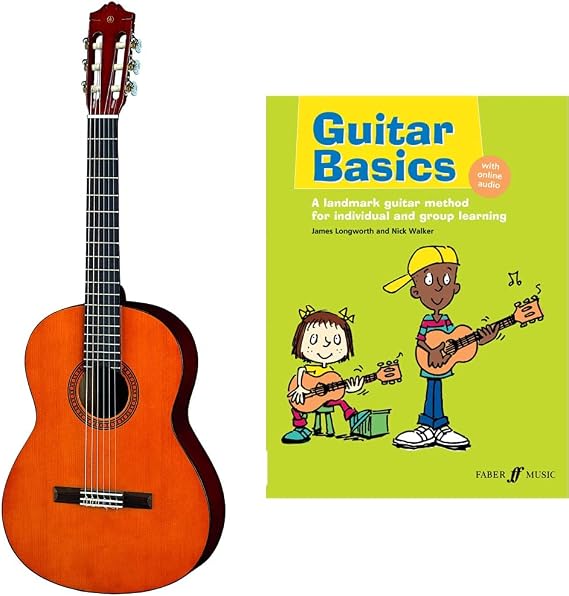 Yamaha CGS102AII - Natural - Half Sized Classical Guitar for Students and Beginners & Guitar Basics: A Landmark Guitar Method for Individual and Group Learning.