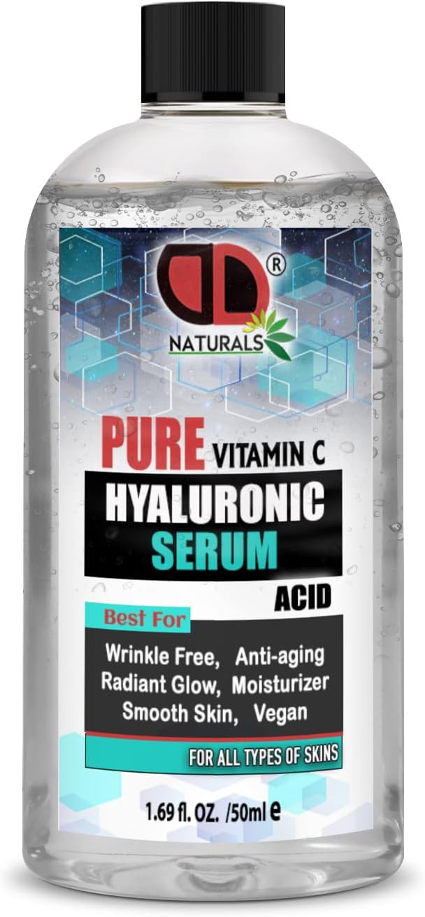 Hyaluronic Acid - Anti Aging Facial Brightening Serum for Skin Care - Timeless Pure Vitamin C Serum for Face Dark Spots, suitable for all skin types for hydrated, Softer Skin 50ml Cap