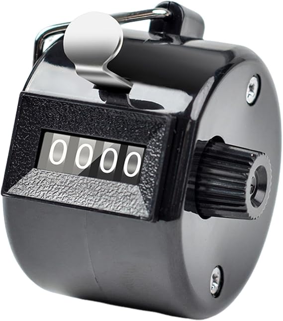 Compact Hand Counter Non-electric Tally Metal Clicker with 4 Digit Display Size Portable Mechanical for Sports Black