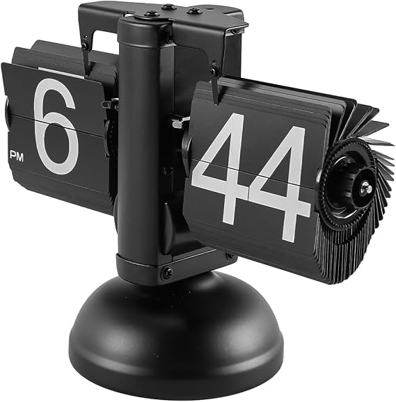 Retro Flip Down Clock Automatic Flip Digital Desk Clock Internal Gear Mechanical Metal Support For Home Livingroom