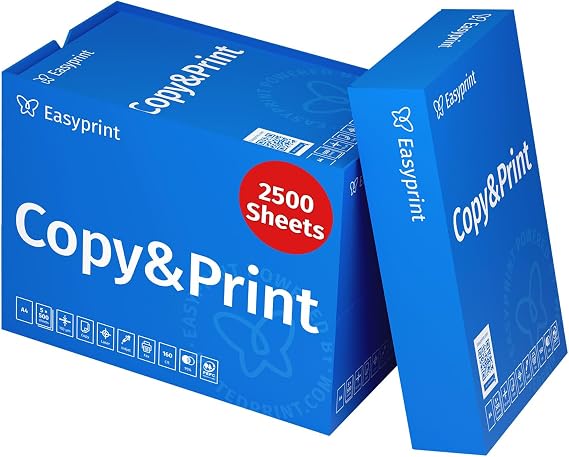 Easyprint - Papel para impresora (2500 hojas, 5 x 500 hojas, A4, color blanco brillante, CIE 160, PEFC)