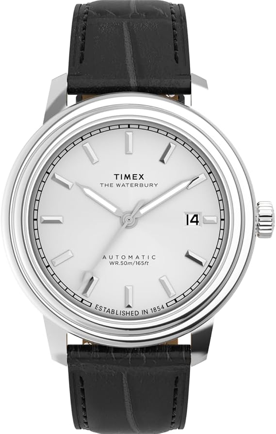 Timex Men's Analogue Automatic Watch with a Leather Strap Waterbury Metropolitan