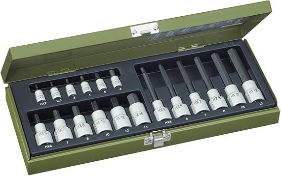 Proxxon Hex 23100 Hexagonal Socket Spanner Set 1/4-Inch and 1/2-Inch 18-Piece