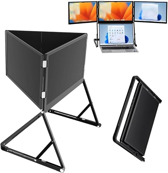 15.6” Pro Premium Triple Portable Monitor Extender, 1080P FHD Triple Screen Laptop Monitor, With Mac/Windows/Linux Portable Monitor For Lap Top With 360° Rotation Adjustable Viewing Angles