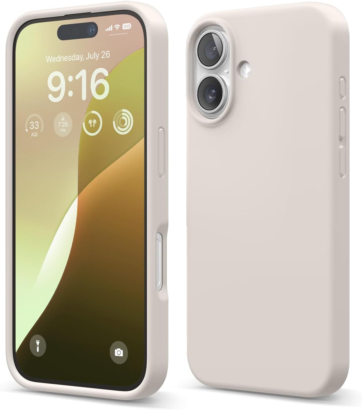 elago Compatible with iPhone 16 Case, Premium Liquid Silicone Case, Full Body Protective Cover, Shockproof, Slim Phone Case, Anti-Scratch Soft Microfiber Lining, 6.1 inch Stone