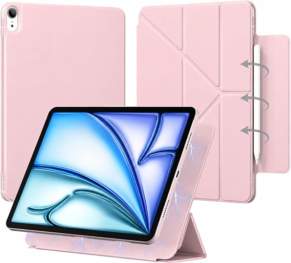 UnDePlus iPad 11.Nesil A16 11inç/10.Nesil 10.9inç ile uyumlu Kılıf Smart Folio Manyetik Standlı Tablet Case Rose Gold