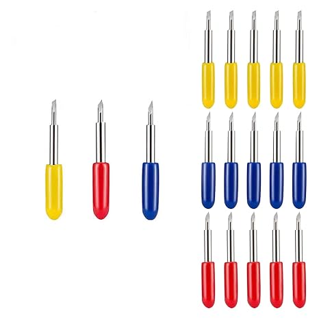 15pcs Vinyl Cutter Plotter Blades - 3 Types,Replacement Cutting Blades,Plotter Blades,Deep Cut Blade, Fine Point Blades for Cutting Machines