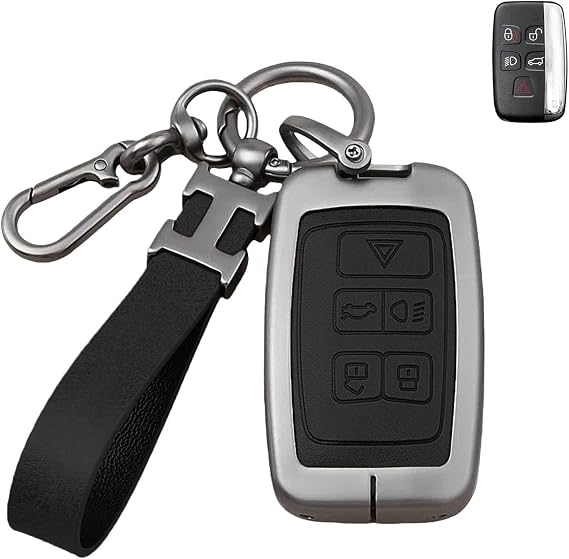 Car Key Case compatible with Land Rover Range Rover Evoque Sport Velar Jaguar XF XJ XJL F-pace XE E-Pace Discovery LR4 Vogue 5 Buttons Smart Key Fob Case Key Case Protector