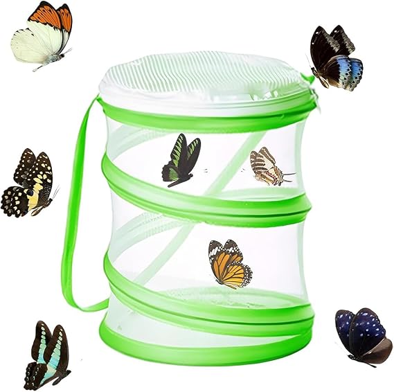 Collapsible Bug Catcher Net, Insect and Butterfly Habitat Cage, Mini Insect Reproduction Mesh for Kids Insects Catching and Life Science Education, Easy to Observe