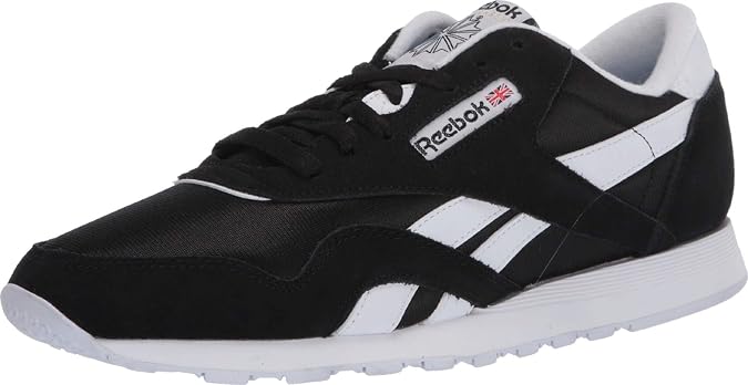 Reebok Men's Cl Nylon Sneaker, Black/Black/White, 10.5 UK
