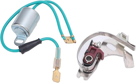 SIXRUN Distributor Points and Condenser Set, Metal Construction Professional Points Kit Replacement for Lucas 43D 45D 4 6 Cylinder Vehicles