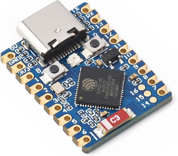 Waveshare ESP32-S3 Mini Development Board, Based On ESP32-S3FH4R2 Dual-Core Processor, 240MHz Running Frequency, 2.4GHz Wi-Fi & BT 5, Castellated Module, Suitable for SMD Applications