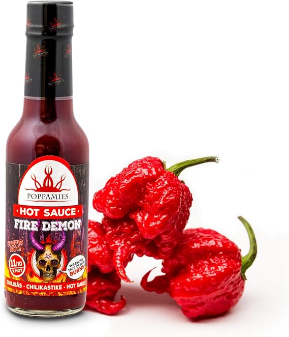 Poppamies Fire Demon Chili Hot Sauce - Gluten-free, Lactose free, Vegan - Spiciness: 11/10 150ml