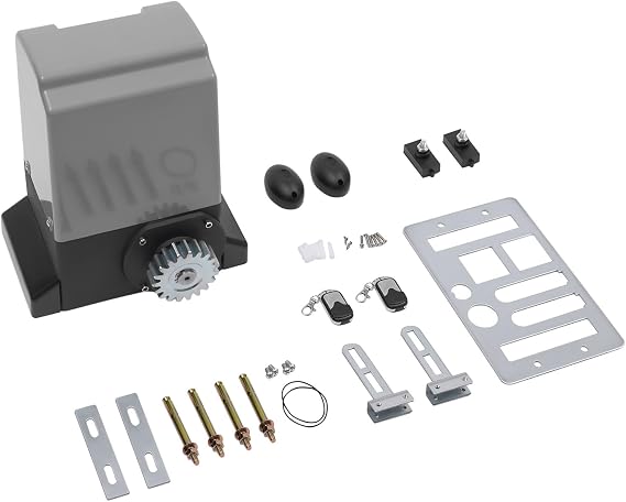 Automatic Sliding Gate Opener 370w Electric Sliding Door Kit for Heavy Driveway Slide Gates Up to 1200kg, Multifunctional Electric Gate Motor with Remote Contol and Infrared Sensors
