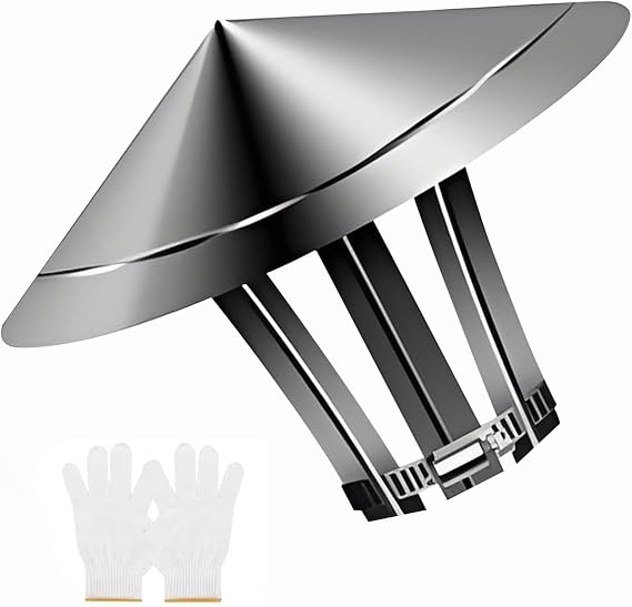 4" 6" 8" 9" 12" Round Chimney Cap, Roof Chimney Rain Cowl, Outside Stainless Steel Flue Top Cap, Fireplace Exhaust Cover for Stove Pipe Vent All Weather Protection(2.4in(60mm))