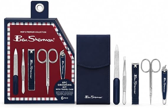 Ben Sherman メンズ グルーミングキット 6ピース マニキュアセット ケース付き