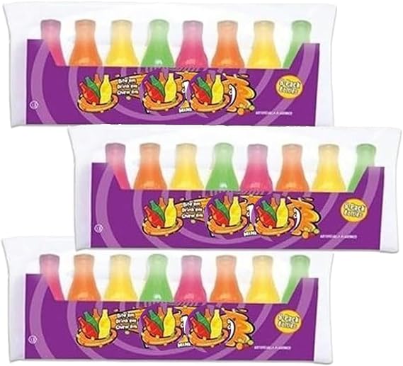 Wax Bottles – Candies Filled with Sweet Fruity Syrup – 8 Bottles per Pack - Fruity Candy - 79g (6 Pack)