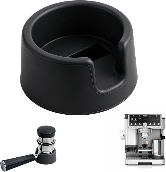 Silicone Coffee Tamper Base Compatible with Ninja Espresso Machine ES601, Non-Slip Portafilter Holder Tamping Station, Easy Clean Black Coffee Handle Support for Ninja Espresso Machine Accessories