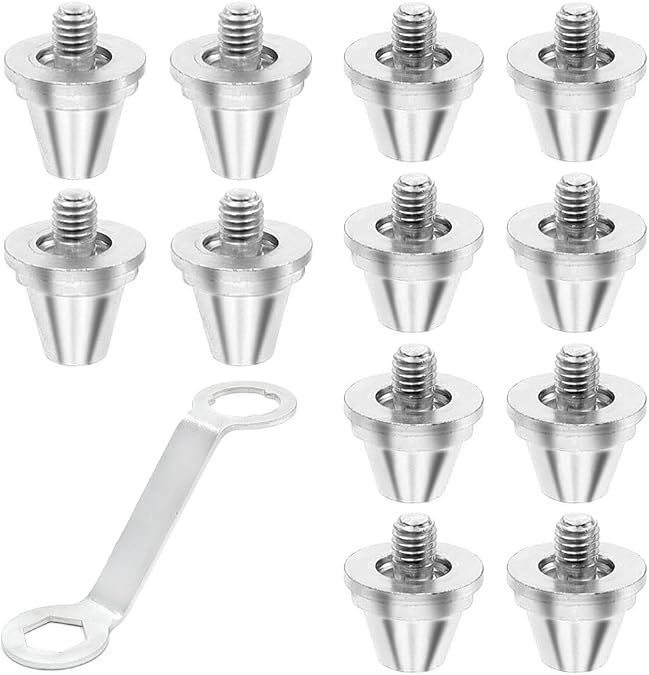 12 Pcs 11/13 mm Football Shoe Studs Replacement Stainless Steel 5 mm Studs Football Boots for Sports Shoe Nail Replacement(with Mounting Wrench) Silver