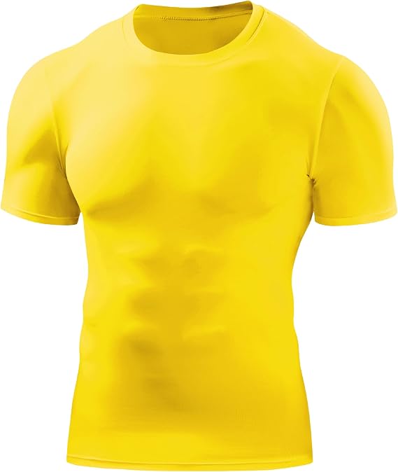 Short-Sleeved Compression Tops for Men - Tight Fit Body Shaper T-Shirt and Base Layer. Moisture-Wicking Gym Clothes. Anti-Odour Fabric for Ultimate Performance and Comfort. 6 Colours. 6 Sizes.
