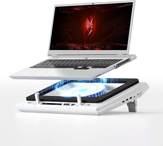 New Trend 2025 - Patented llano Laptop Cooling Pad with Cooling Fan and Cooling Stand Turbo Boost Technology/Air Cooling/Stepless Wind Volume Adjustment/3 in 1 USB Hub/LED Display 90 Second Rapid