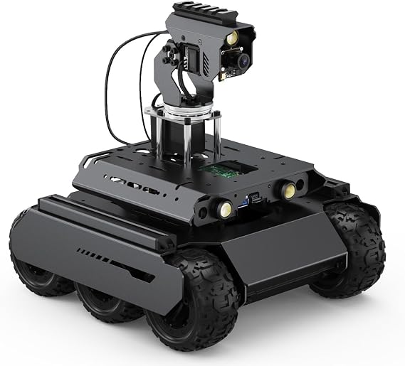 Waveshare UGV Rover Open-Source 6 Wheels 4WD AI Robot,Compatible with Raspberry Pi 4B, Dual Controllers,  with Pan-Tilt Module, PI4B-4GB Included