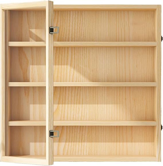 8 Raflı Ahşap Vitrin Koleksiyonu Vitrini, Oyuncak ve Merak için Duvar Vitrini, Ev, Oturma Odası, Yatak Odası, Ofis için Şık Depolama Rafı (50 x 10 x 85 cm)