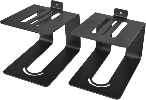 QTX Elevated Desktop Speaker Stands | Pair of Small Studio Monitor Risers for Home and Music Production | Vibration Reducing Shelf Mounts for Compact Bookshelf Speakers and Audio Monitors