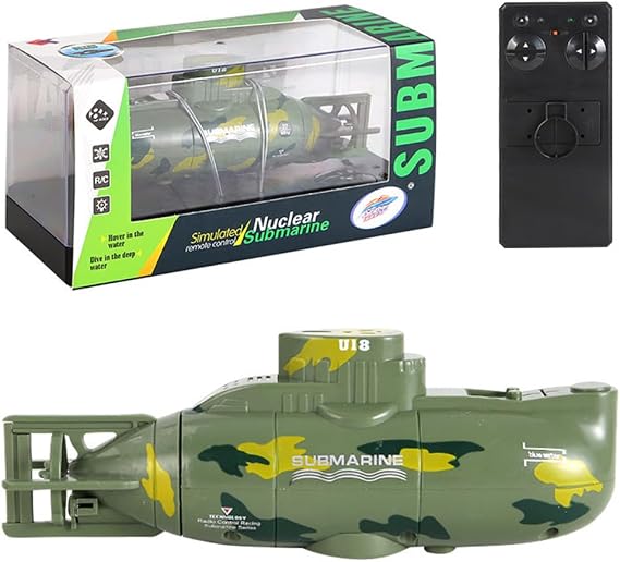 Remote Control Boat Submarine For Pool, Aquarium & Water Play, Mini RC Underwater Boat With One-Key Diving, Water Detection Safety System For Adults Enthusiasts-Green