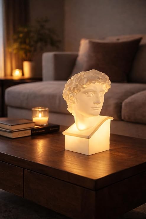 David Büst Dekoratif Lamba | LED Uyumlu Tasarım Aydınlatma | Modern & Sanatsal Masa Üstü Lamba | 25 cm [Enerji Sınıfı A]