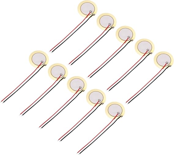 sourcing map 10Pcs Piezoelectric Discs 27mm Acoustic Pickup Transducer Microphones Trigger Buzzer Drum Guitar