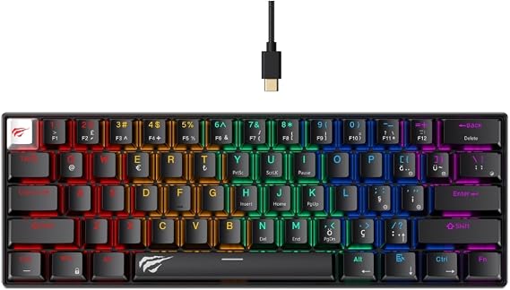 Havit Gamenote KB903L%60 Mekanik Blended Aydınlatma Oyuncu Klavyesi - 61 Tuş (Siyah)
